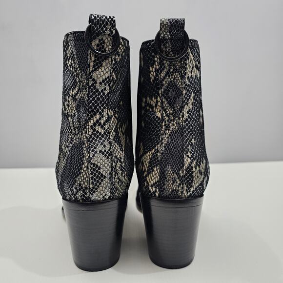 NEW Paige Emery Ankle Boot Womens 9.5 Black Snake Print Suede Western Chelsea - Picture 7 of 14